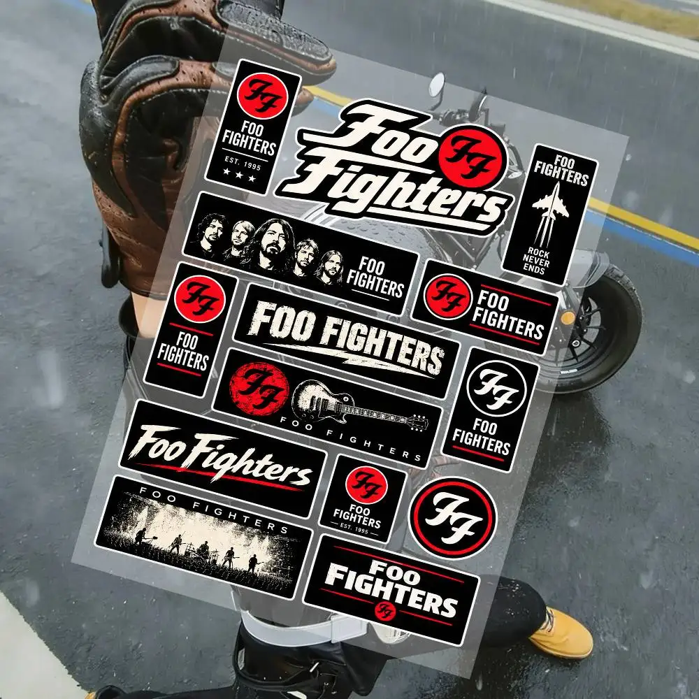Fo-o- Fighters- Racing Motorcycle Stickers Set Waterproof Vinyl Decals For Helmet Motorcycle Car Laptop Skateboard Luggage