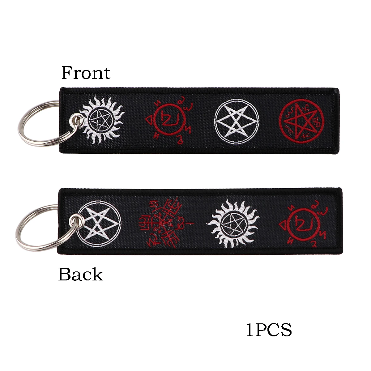 Supernatural Embroidery Keychain TV Show Jet Tag Key Ring for Car Motorcycle Woven Evil Power SPN Key Fobs Tags Chaveiro Jewelry view 6