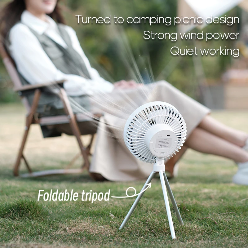4000mAh Camping Fan Rechargeable Desktop Outdoor Electric Rechargeable Tent Ceiling Fan with Power Bank LED Lighting
