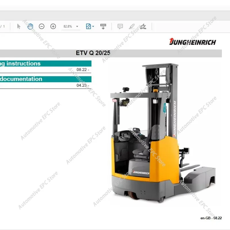 

Сервисная документация для вилочного погрузчика Jungheinrich JETI SH 4.37, 2024.07