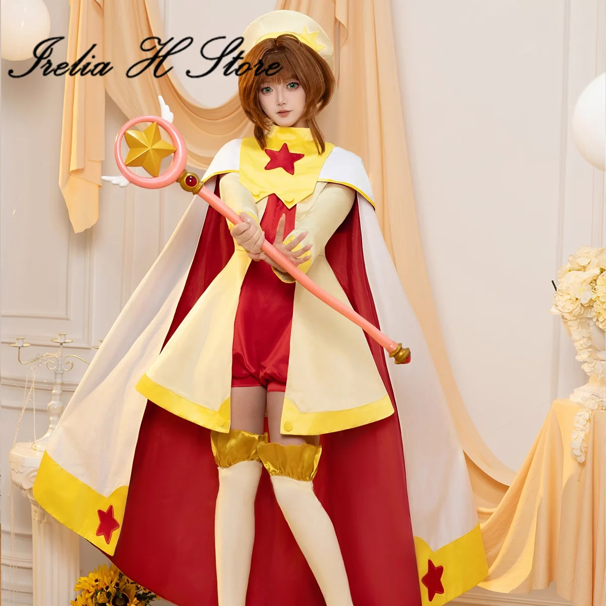 Irelia H sakura Card Captor Sakura Cosplay Costume women Anime dress with cape