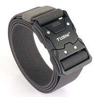 TUSHI Official Genuine Tactical Belt Quick Release Elastic Belt Metal Buckle Casual Tooling Training Belt Men's Trousers Belts