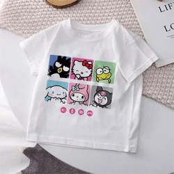 Hello Kitty t-shirt per bambini Y2k cotone Sanrio Kuromi Melody Anime Tee Shirts cartoni animati Kid Girl Boy Streetwear abbigliamento Casual