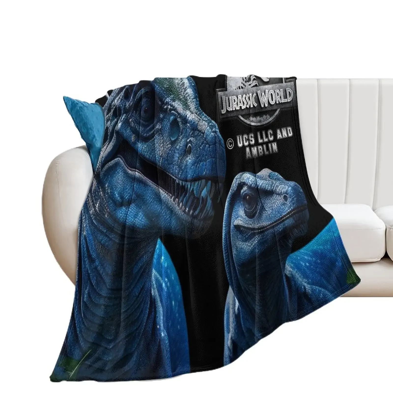 

Jurassic World Blue Raptor Family Throw Blanket Tourist Personalized Gift wednesday Blankets