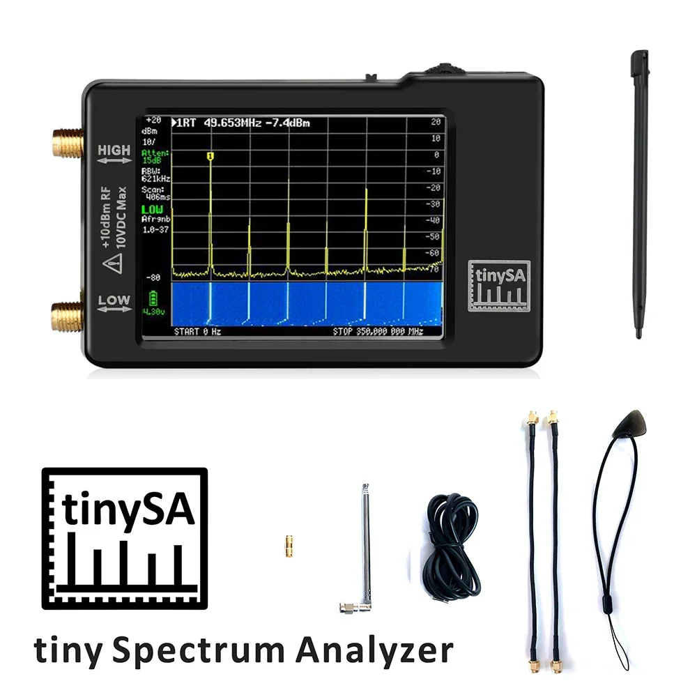 analisador de espectro minusculo portatil tinysa 28 display 100khz a 960mhz com versao protetora esd v031 e atualizado 01