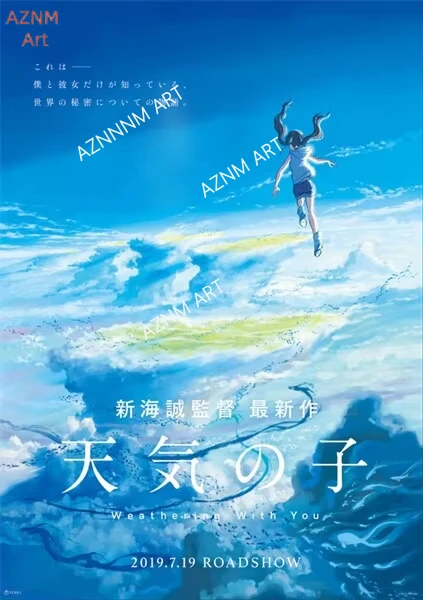 Makoto Shinkai Anime Poster-Set Weathering With You Your Name She and Her Cat Retro Japanischer Stil Wanddekoration für Zuhause