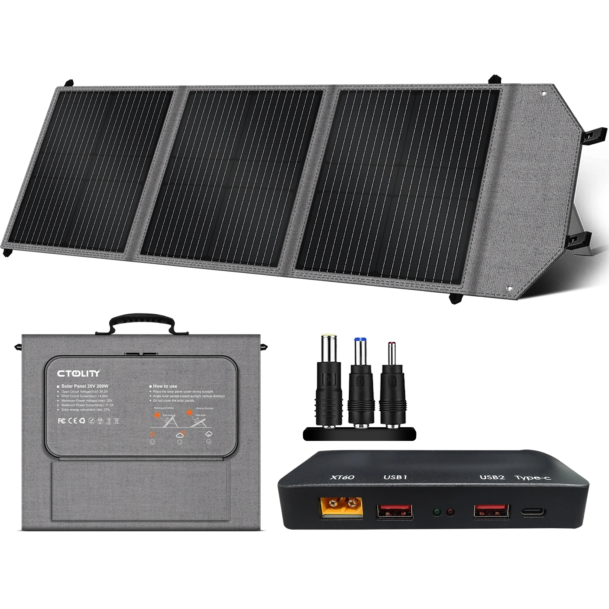 CTOLITY SP100 100W 20,5V Faltbares Solarpanel NW 4KG mit PD-Boxen, tragbar für Camping, Wohnmobil, Notfälle