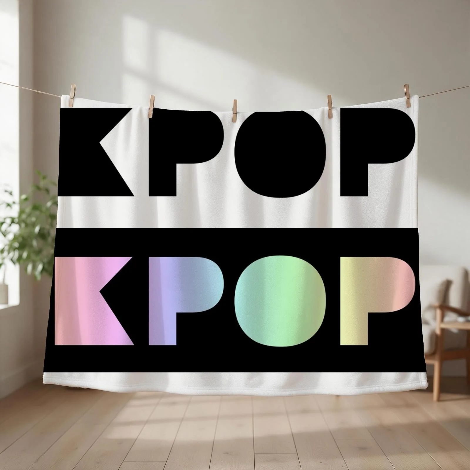 Kpop Typography (pastel rainbow) Throw Blanket bed plaid Softest Blankets For Baby Soft Plush Plaid Blankets