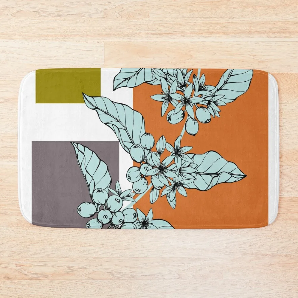 

Modern contemporary squares coffee flowers and leaves Bath Mat Carpet In The Bathroom Bathroom Utensils Wc Home Entrances Mat