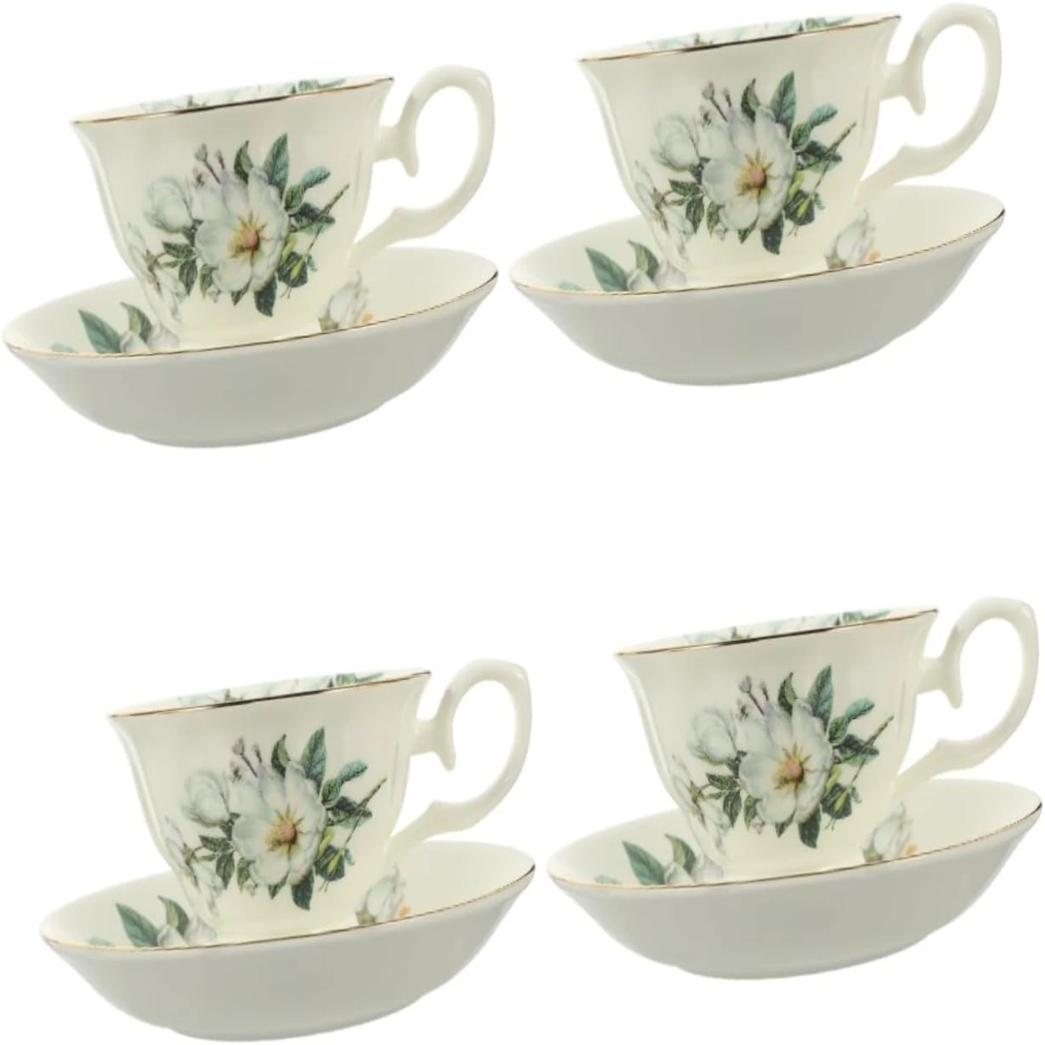 

Elegant and stylish British black ceramic espresso coffee cup and saucer set with beautiful flower pattern - Classic and elegant