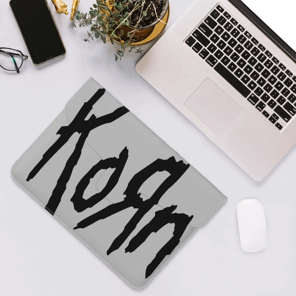 Korn Band Rock Metal Music PU Leather Horizontal Laptop Sleeve Shockproof Soft Lining Notebook Case 13 Inch