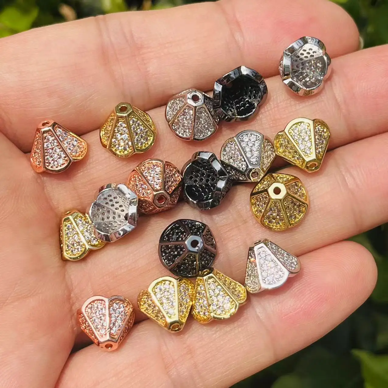 

10Pcs/Lot flower bead caps pave spacer for handmade jewelry bracelets necklace beading work