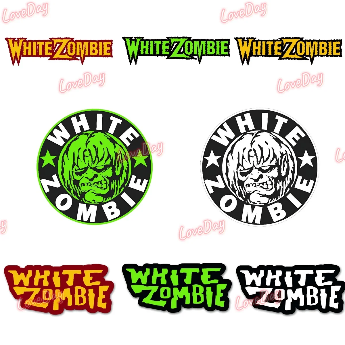 Heavy Metal White Zombie Band Logo Sticker Decals Retro Horror Rock Vinyl Guitar Musical Instrument Decorative Car Sticker