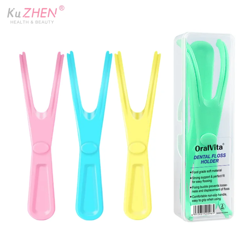 1/2Pcs Reusable Pick Holder Y Shape Plastic Dental Floss Rack Teeth Clean Care Tool Without Dental Floss Oral Hygiene Toothpick