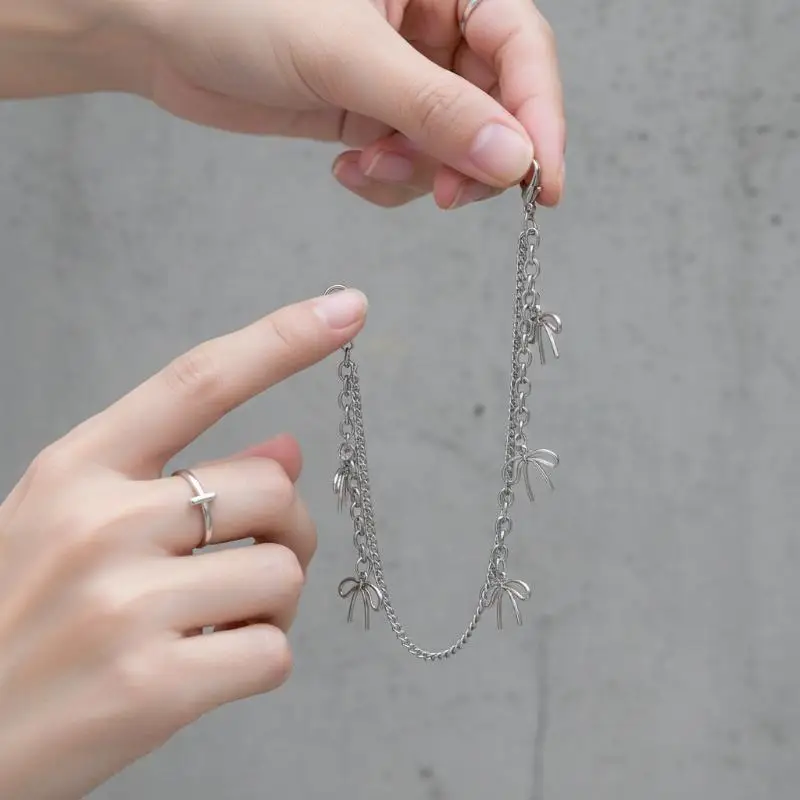 Bow Shoe Buckle Chain Stainless Steel Boot Accessory Detachable for Convenient Fashion Upgrades
