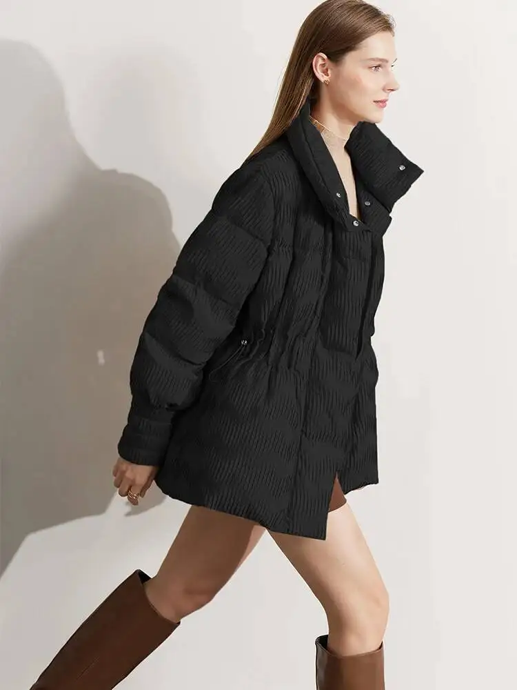 AMII الحد الأدنى بطة أسفل معطف منتفخ المرأة شتاء 2025 خفيفة الوزن الوقوف طوق التلبيب ملابس خارجية دافئة سترات جديدة 12344052 #3