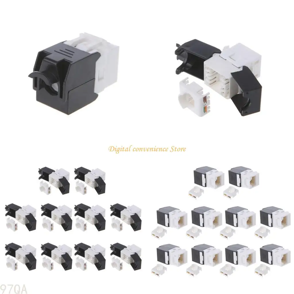 

97QA Gigabit Ethernet RJ45 CAT6 Keystone Jacks Toolless Modules Cable Connection Pack 10PCS
