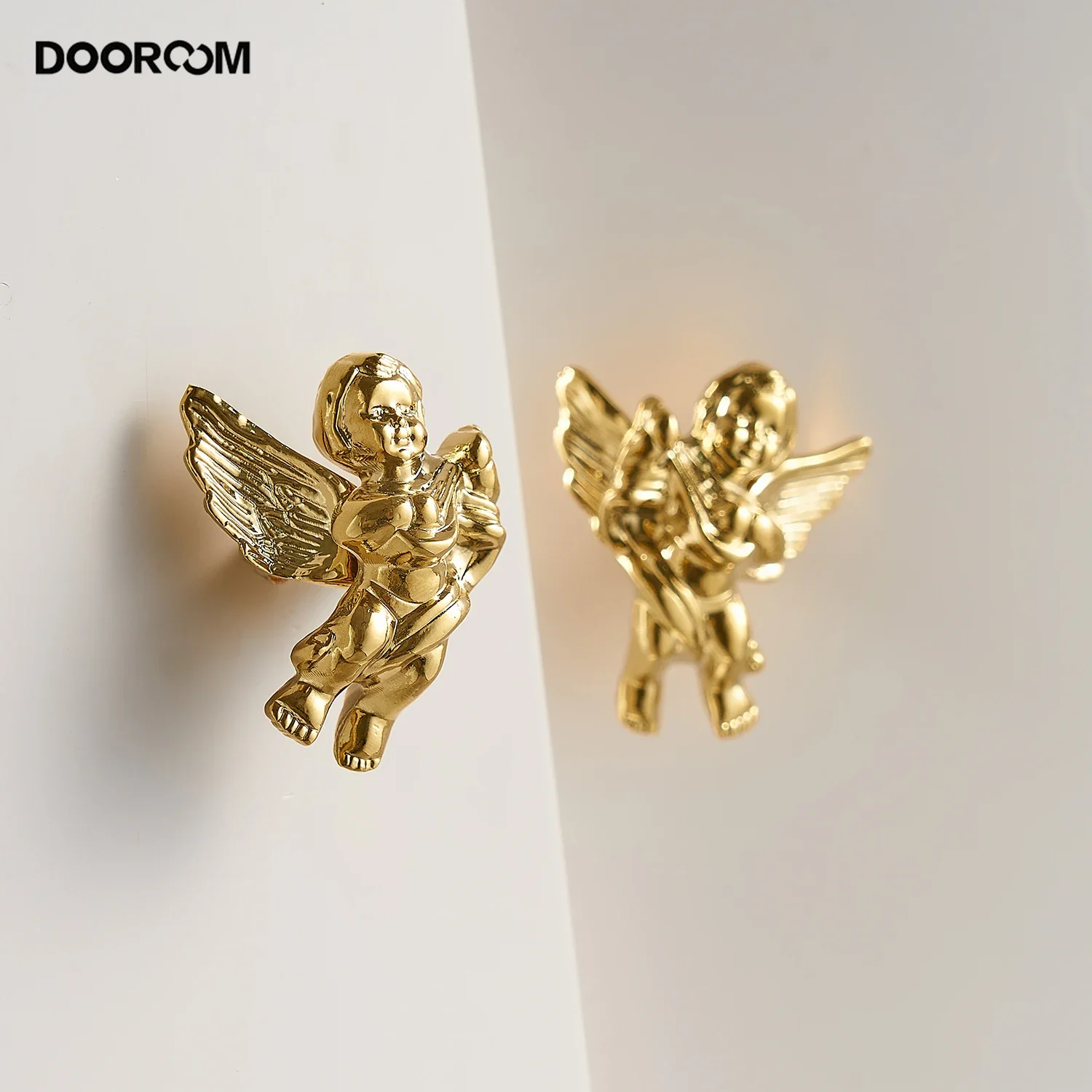 

DOOROOM Brass Handles Decor European Angel Shaped Shiny Knobs Cupboard Wardrobe Dresser Drawer Kitchen Cabinet Furniture Handles