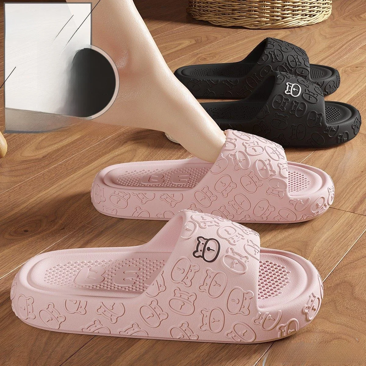 

Ladies 2026 New Indoor Home Anti-Slip Odor-Resistant Silent EVA Bathroom Thick-Heeled Sandals Summer Outdoor Wear Slip-On Shoes