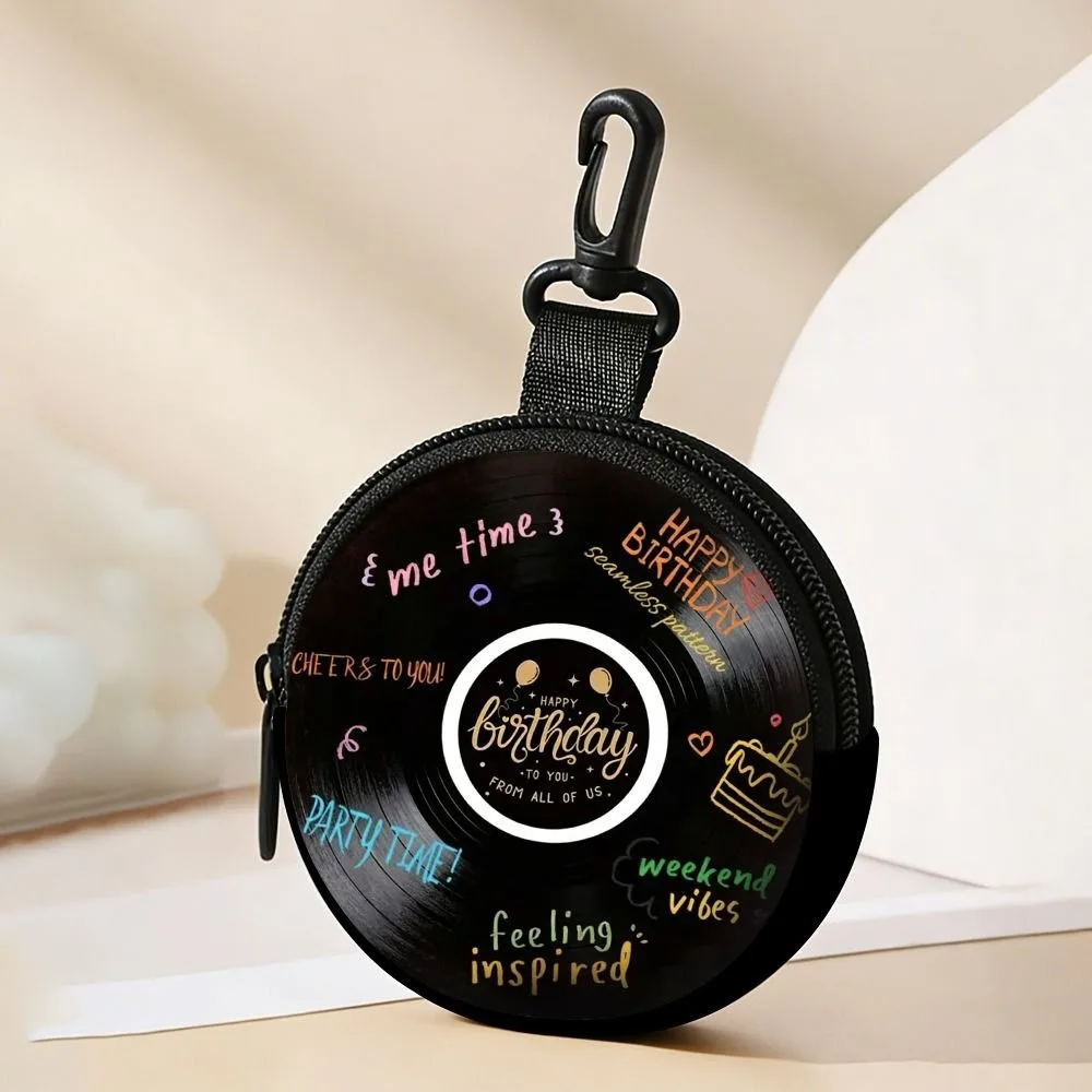 Creative Round Mini Coin Purse Water-resistant PVC Earphone Bag Portable Lightweight Zippered Wallet Friends Gift