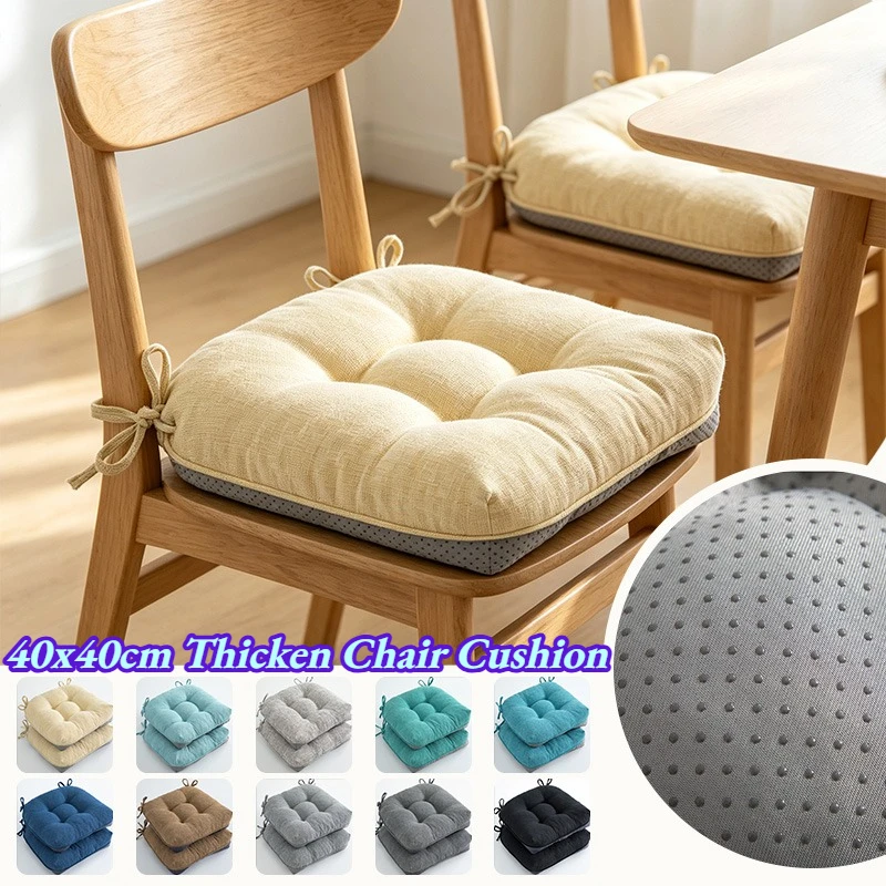Thicken Chair Cushion for Dining Chairs Soft Tufted Memory Foam Seat Cushion with Ties and Non Slip Backing Washable Chair Pads
