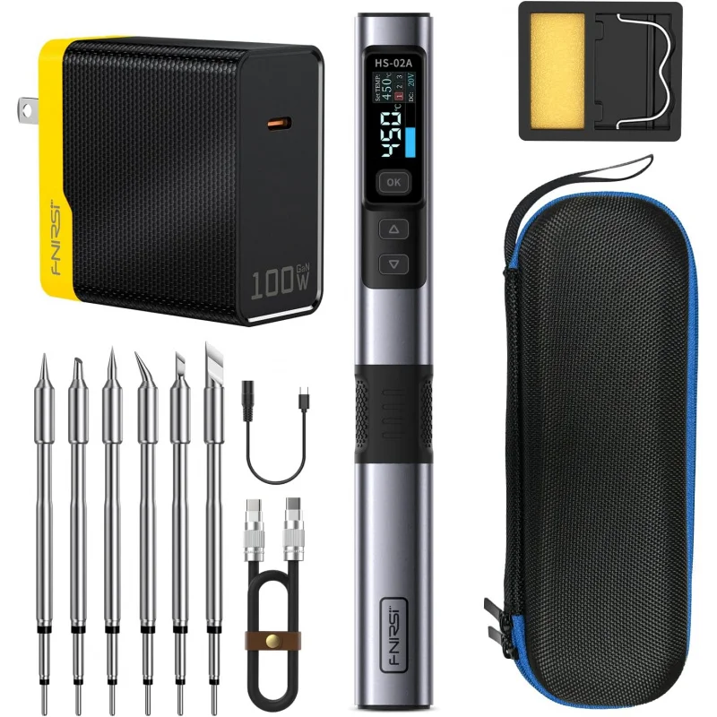 

100W Portable Corded Soldering Iron Kit, 3S Fast Heating, 212-842 ℉ , Pre-set 3 Groups Temperature, 6 F245 Soldering Tips