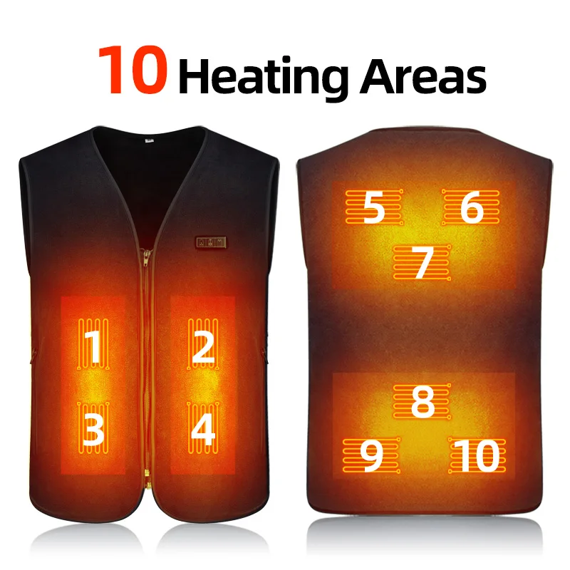 Smart Fleece Heated Vest Men USB Electric Heating Vest Women Rechargeable Heated Jacket Thermal Outdoor Hunting Heated Clothes