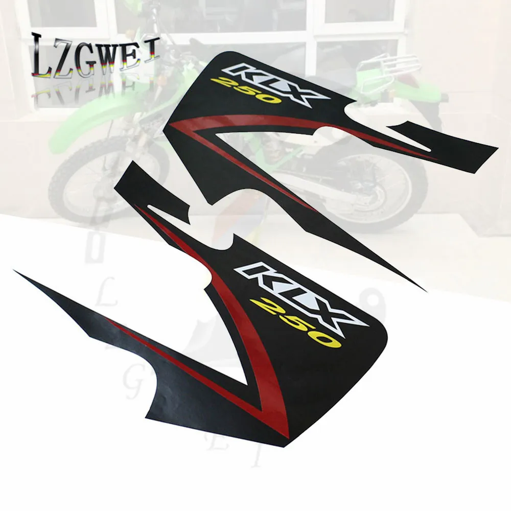 Dirt Motorcycle Fuel Tank Black Applique Sticker Set For KLX250 KLX 250 Waterproof Stickers White Decals Red