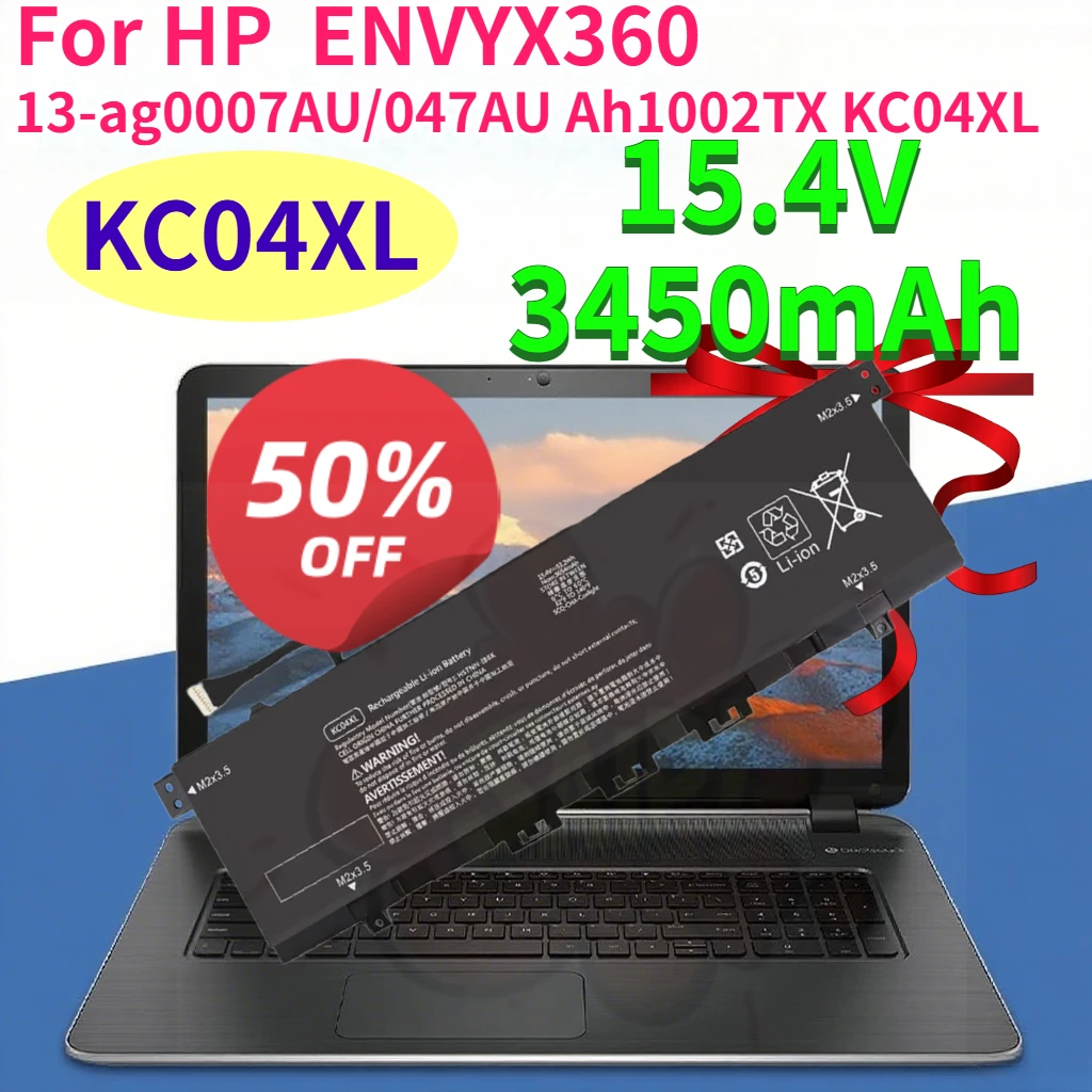 

New KC04XL 3450mAh Laptop Batteries for HP HP ENVYX360 13-ag0007AU/047AU Ah1002TX KC04XL Compatible 15.4V 53.2WH Batteries