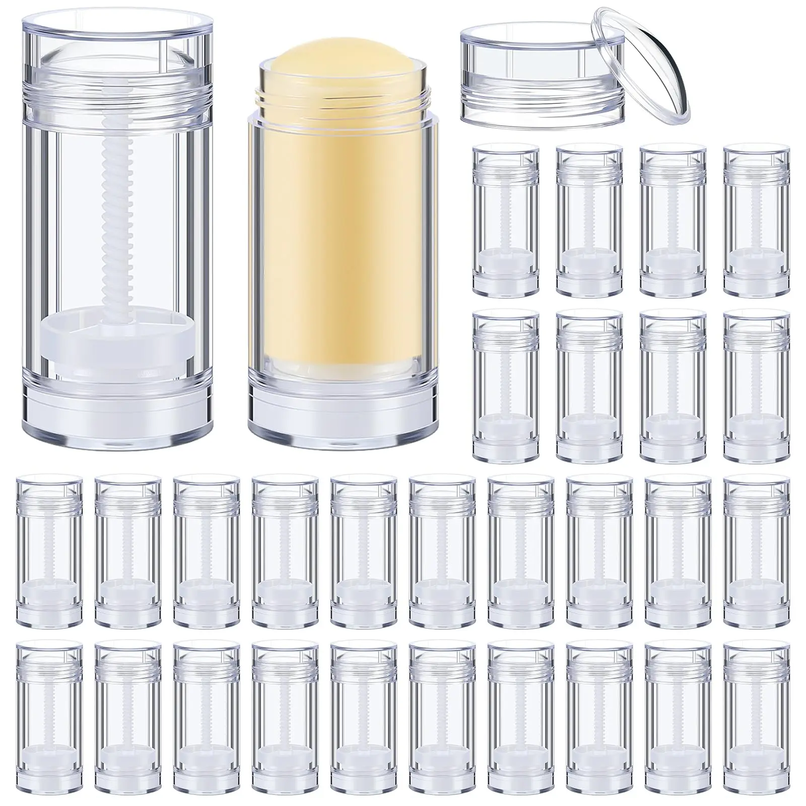 

30pcs Handmade 15ml transparent Deodorant Tube Round Twist Up Bottom Filling Empty Blush Stick Filling Stick Deodorant Container
