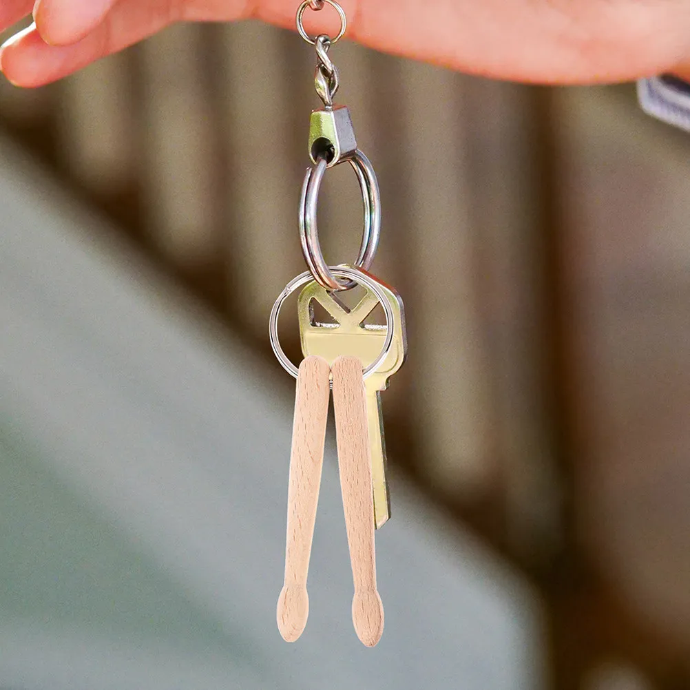 2Pcs Wood Drumstick Keychain Elegant Musical Instrument Key Ring Fine Craftsmanship Retro Drum Key Holder for Men Women Music