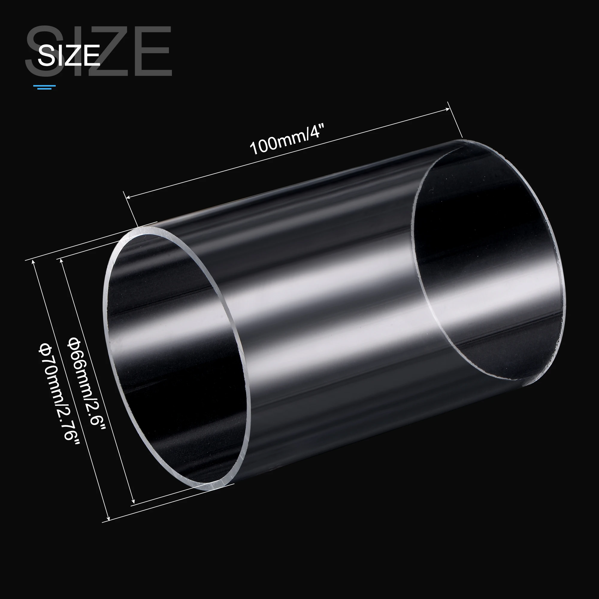 1Pcs 100mm Length Clear Acrylic Pipe Rigid Round Tube High Transparent Acrylic Tube Fish Tank Aquarium Plexiglass Pipe for DIY