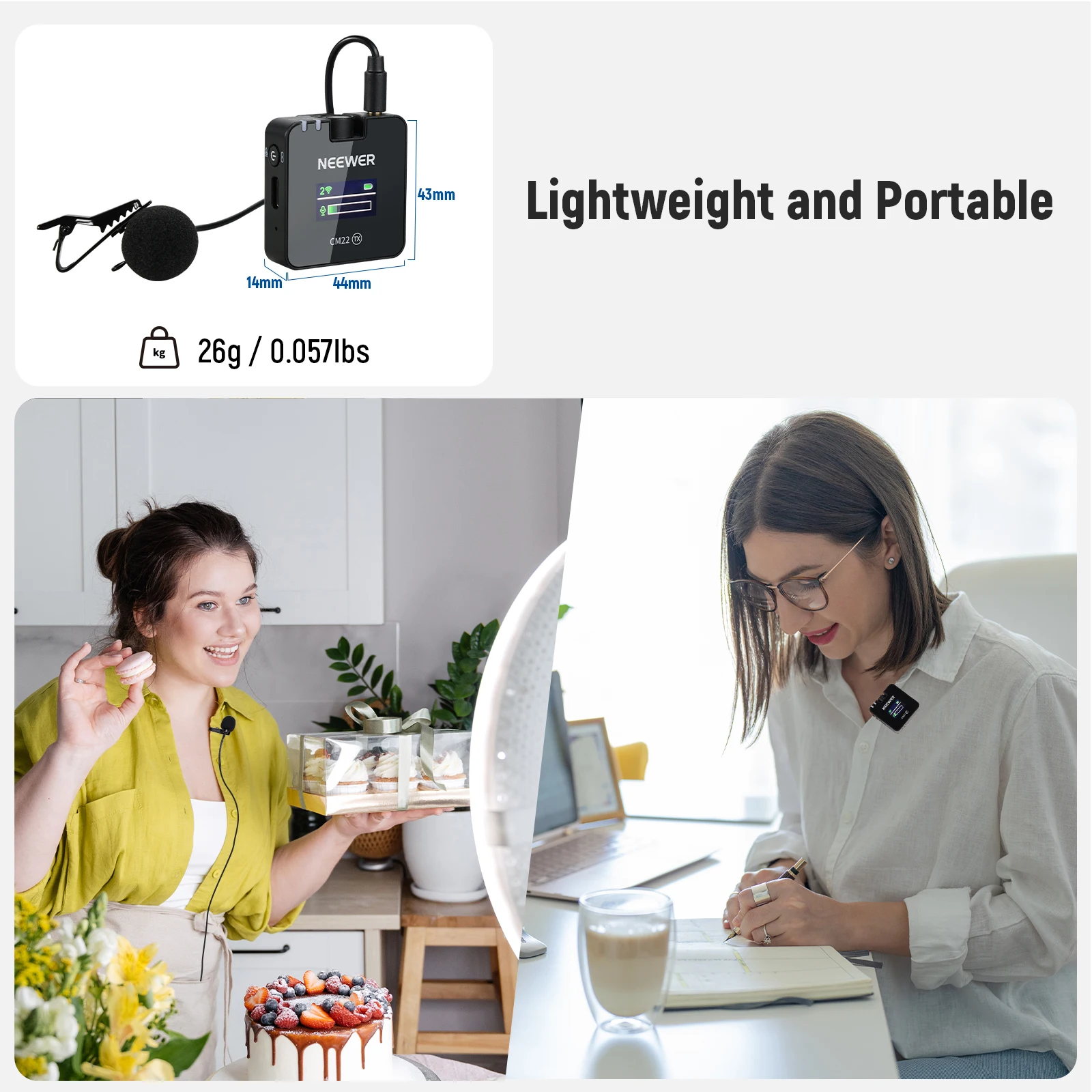 ميكروفون Lavalier لاسلكي مع حقيبة شحن ، iPhone ، iPad ، Android ، كاميرا ، كمبيوتر محمول ، 20 ساعة بدون توقف يعمل لـ Vlog