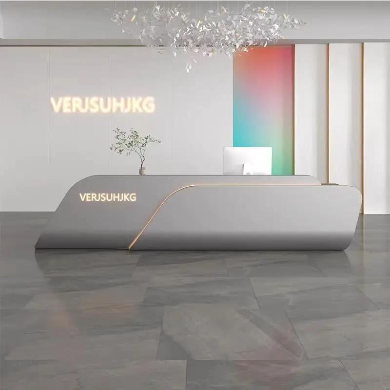 Minimalist Reception Desks Retro Rattan Weaving Reception Desk Premium Reinforced Office Furniture Scrivania Di Accoglienza LJ40