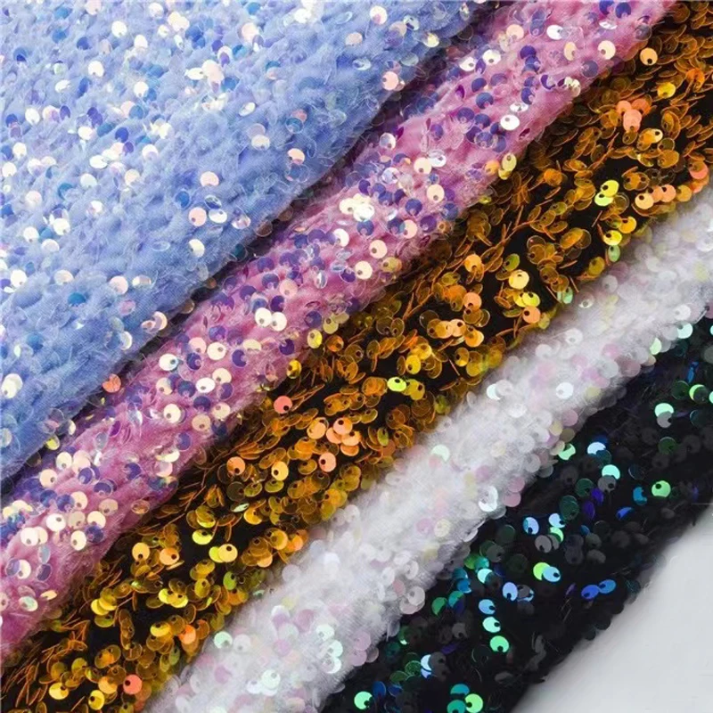 Stretch Sequins Velvet Fabric Spandex Velour Apparel, Costume, Scrunchies, Events, Decoration,Dance Wear Iridescent Material