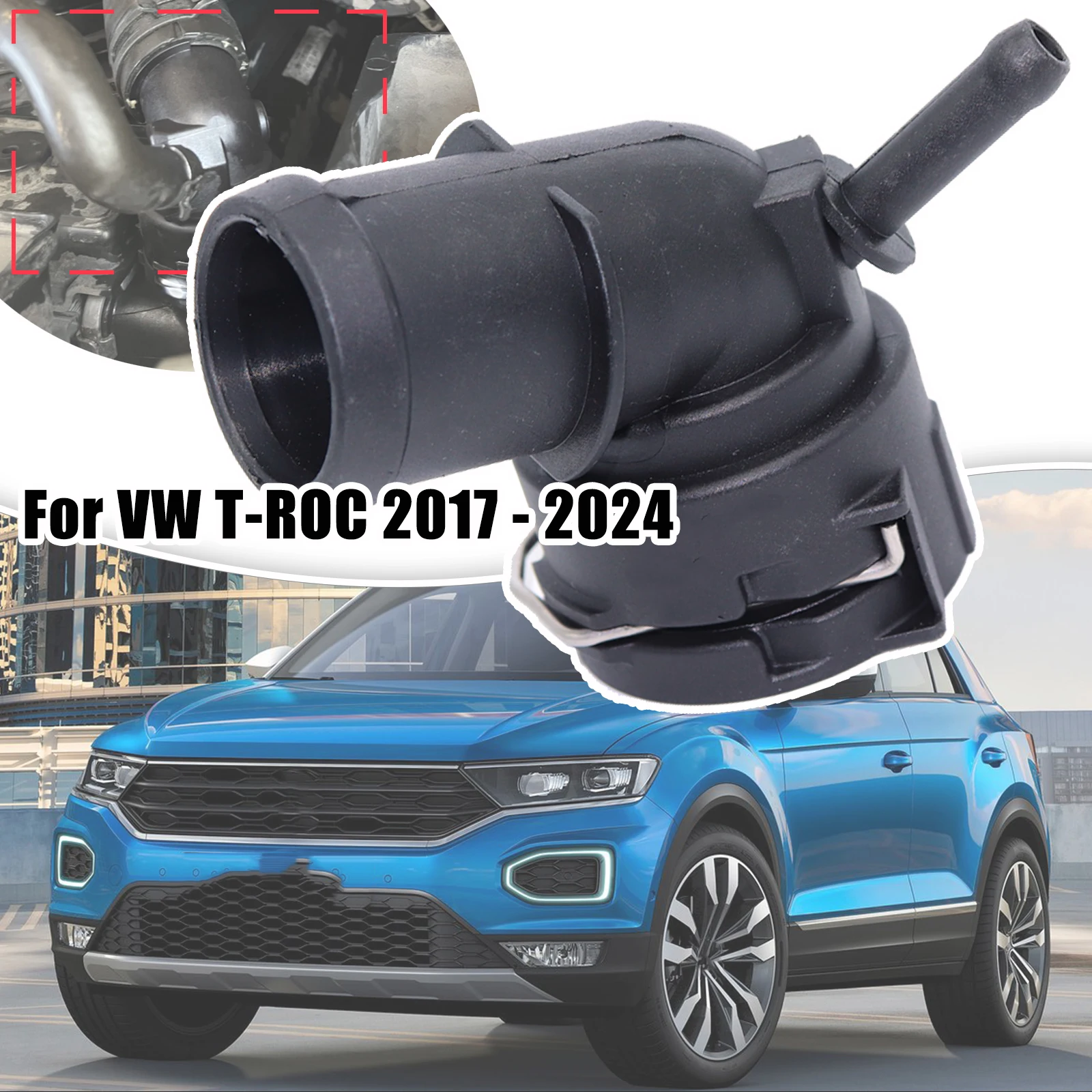 

For VW T-ROC 2017 - 2024 Car Radiator Coolant Hose Flange Quick Acting Coupling Adapter Pipe Connector Seal Petrol 1K0122291BE