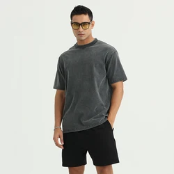 High Quality Men's Tops Oversized Tshirt 100% Cotton Streetwear Hip Hop Wash Acid 280g Blank Custom Logo Vintage T Shirts