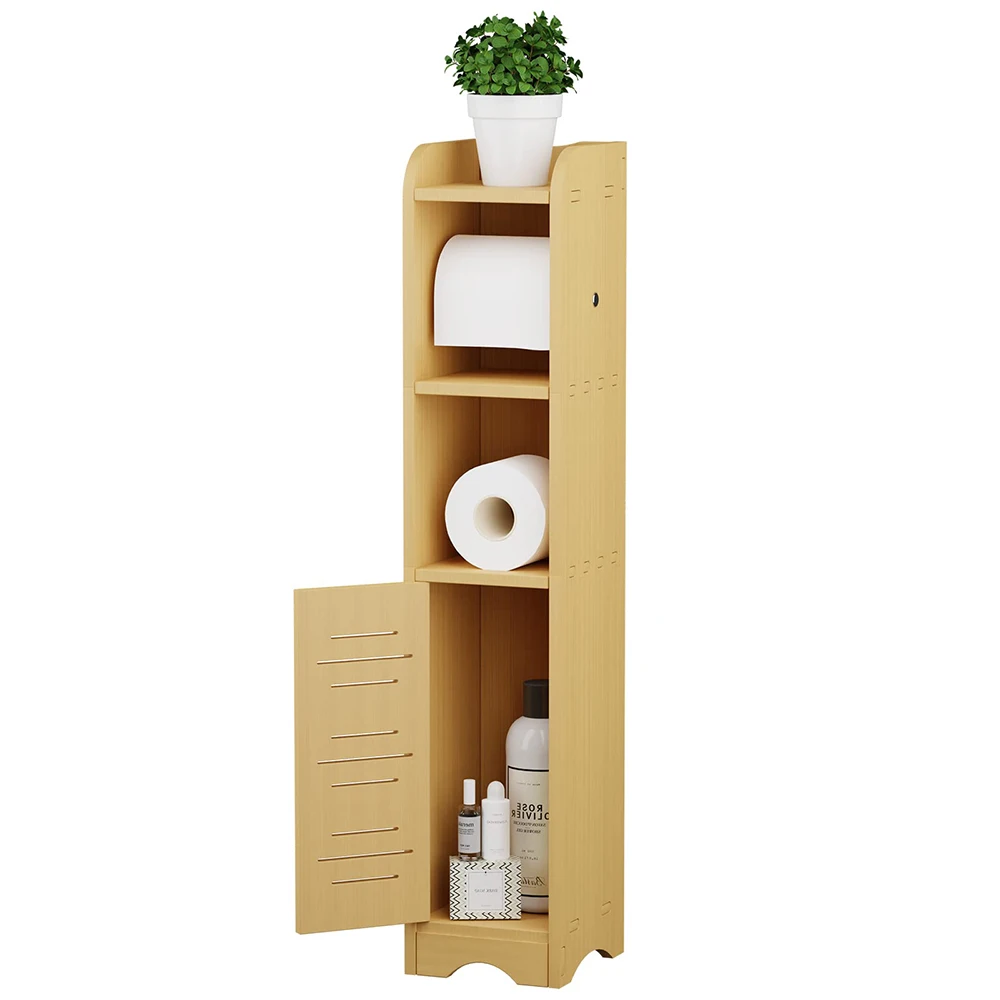 4 layer durable small bathroom storage cabinet bamboo floor