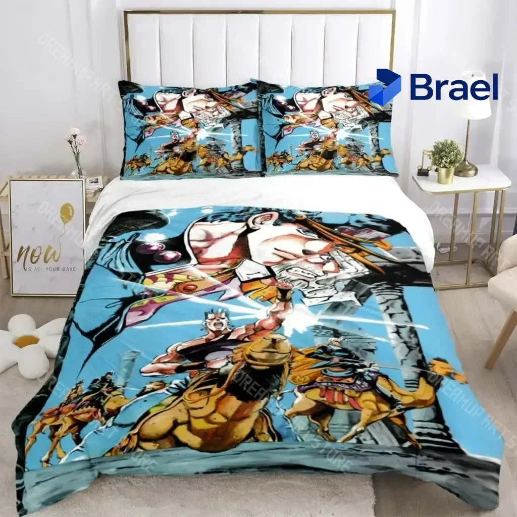 Exquisite 3D Print JOJO Anime Print Three Piece Bedding Set Fashion Article Boys Or Adults For Beds Quilt Covers Pillowcases Bed