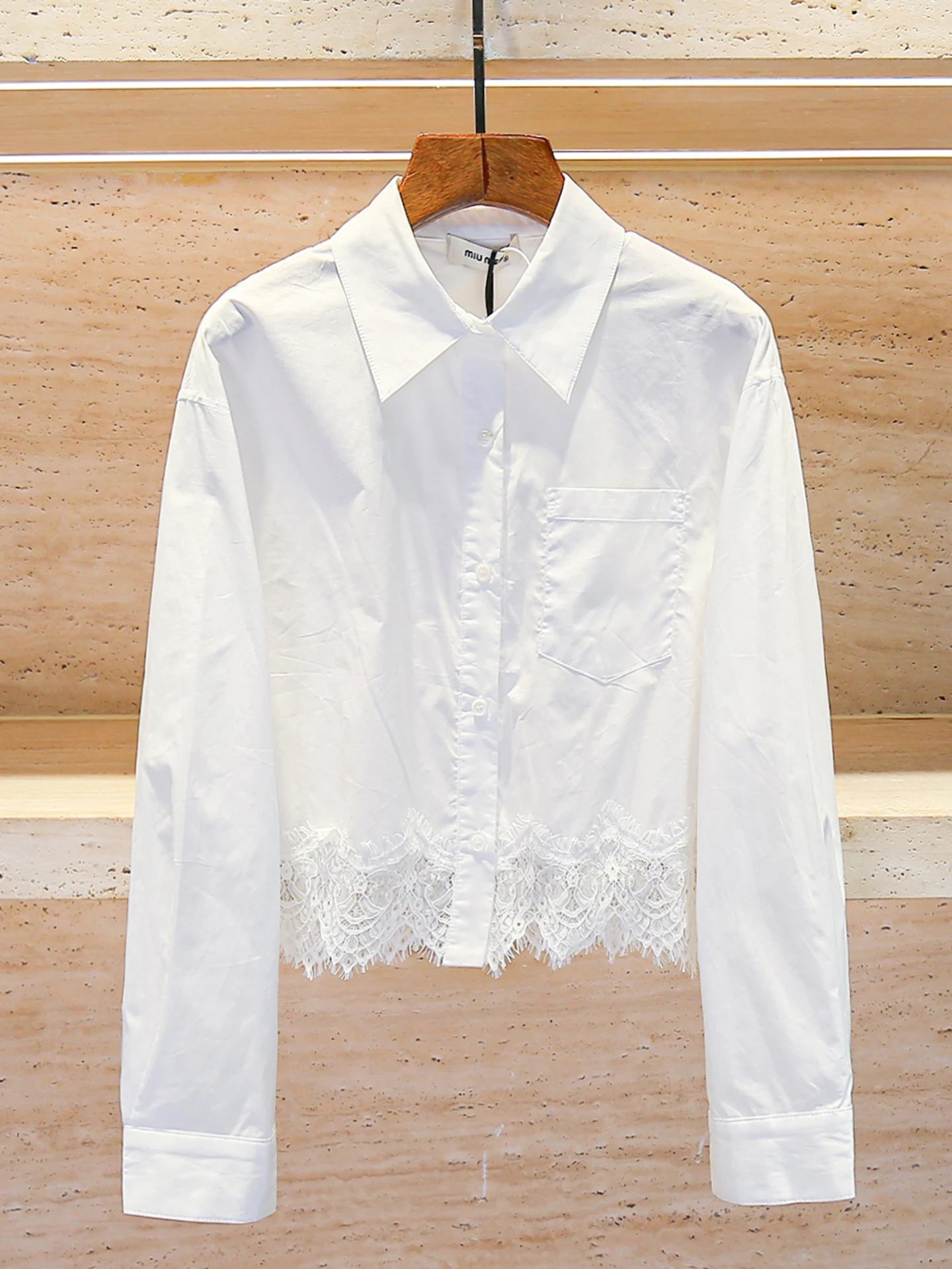 

Lace Ne irt Casual Versatile Women's Top High End Faion Autumn Collection Straight Cut Commute Sle Pol...