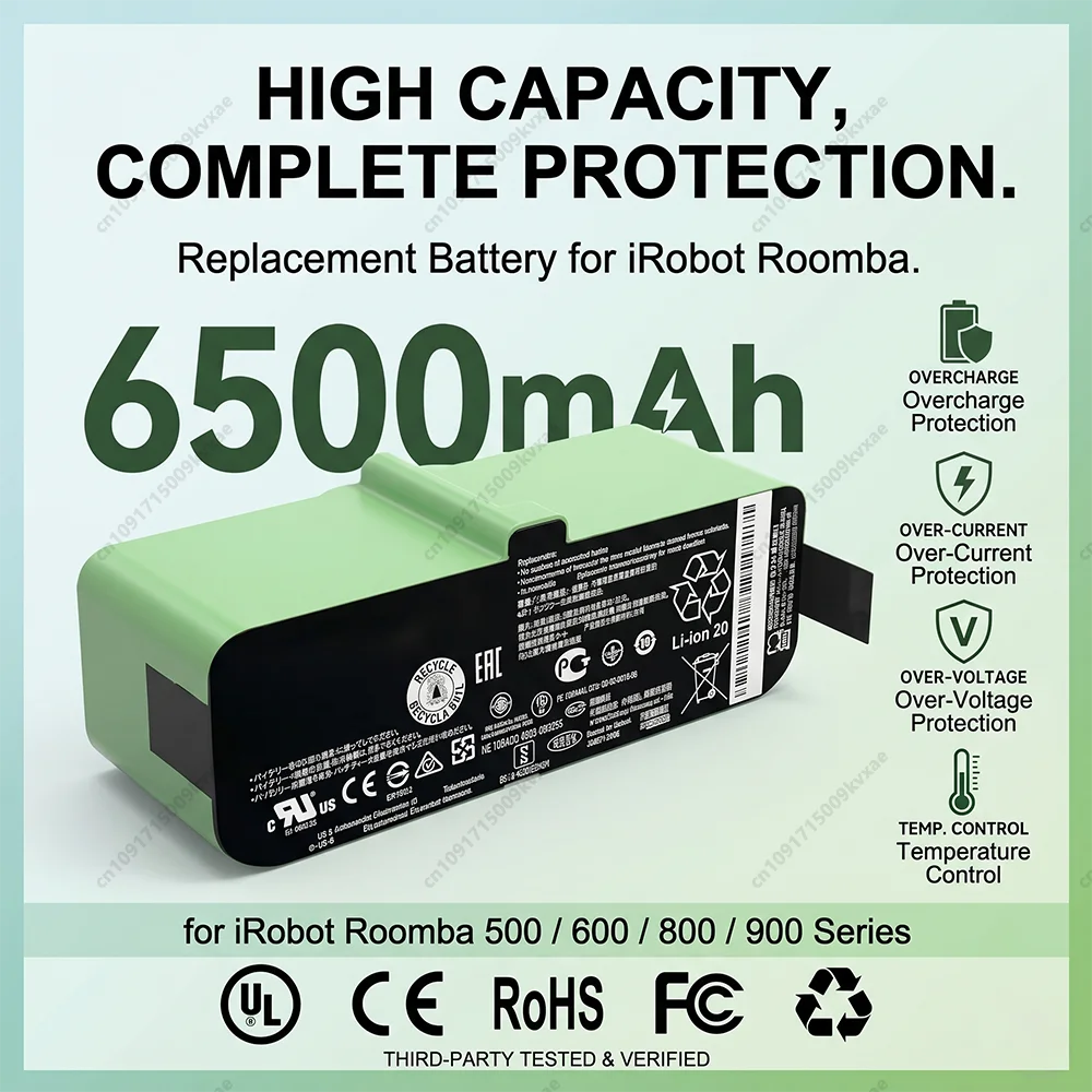 Long Lasting 14.4V 6500mAh Vacuum Battery for iRobot Roomba 500 600 800 900 High Capacity Lithium Ion Replacement Cells