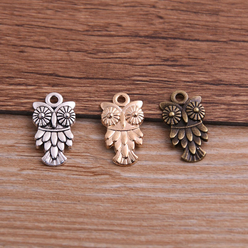 30PCS 11*20mm Animal Charm Owl Pendant Three Color DIY Retro Jewelry Bracelet Necklace Handmade Bezel Mold