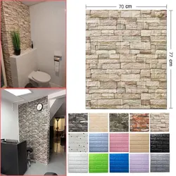 10 Pcs 3D Wall Stickers Self Adhesive Panel Waterproof Foam Brick Wallpaper Living Room Bedroom Ceiling Pvc Super Glue Sticker