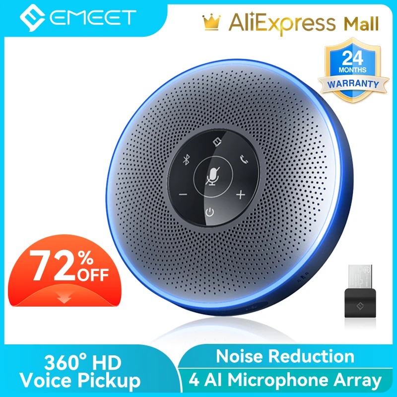 Bluetooth Speakerphone USB Conference Speaker EMEET M2 with Microphone Business 360º Voice Pickup Conference Call Speaker Skype