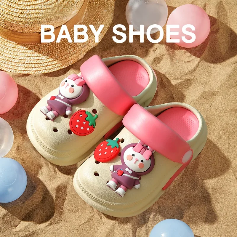 Letnie chłopięce i dziewczęce antypoślizgowe kapcie wewnętrzne i zewnętrzne dla dzieci Cartoon Cute Dinosaur and Bunny Beach Shoes