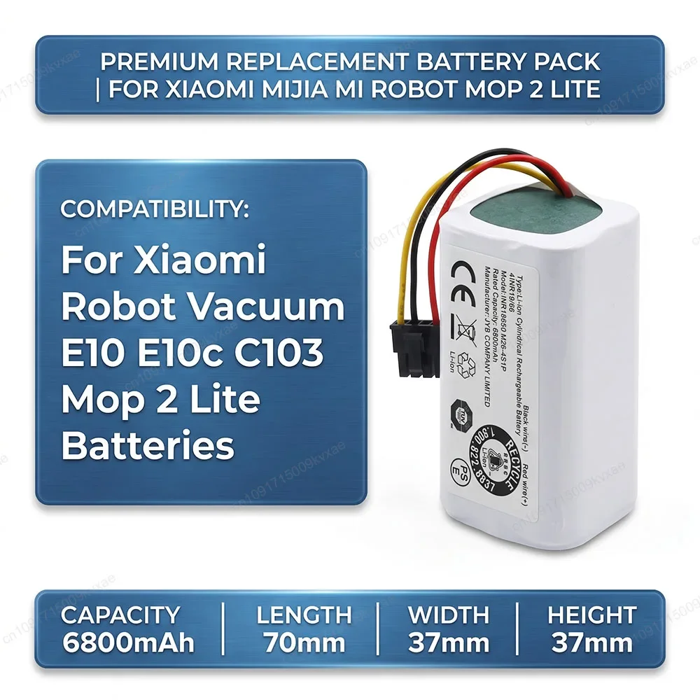 Sweeper Replacement Batteries for Xiaomi Mop 2 Lite E10 C103 E10c Robot Vacuum Cleaner 14.8V 16.8V Li-ion Battery 4S1P 6800mAh