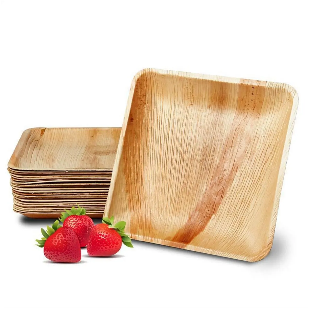 【TODAY-BUY】25 Disposable Palm Leaf Plates, 8inch(20cm) , Eco Friendly Biodegradable Compostable Plates