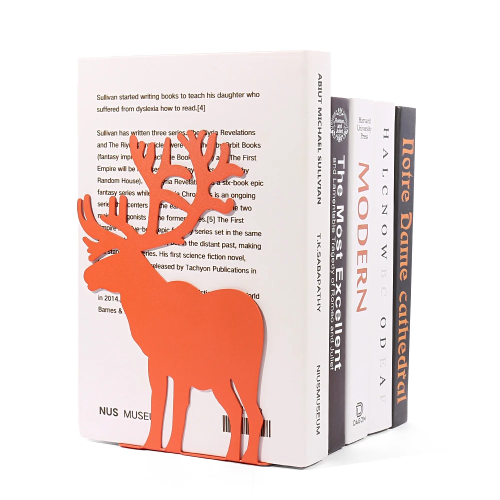 Imagem -06 - Orange Deer Iron Book Termina Stand Book Organizer Book Rack Prateleira Office Desktop Casa