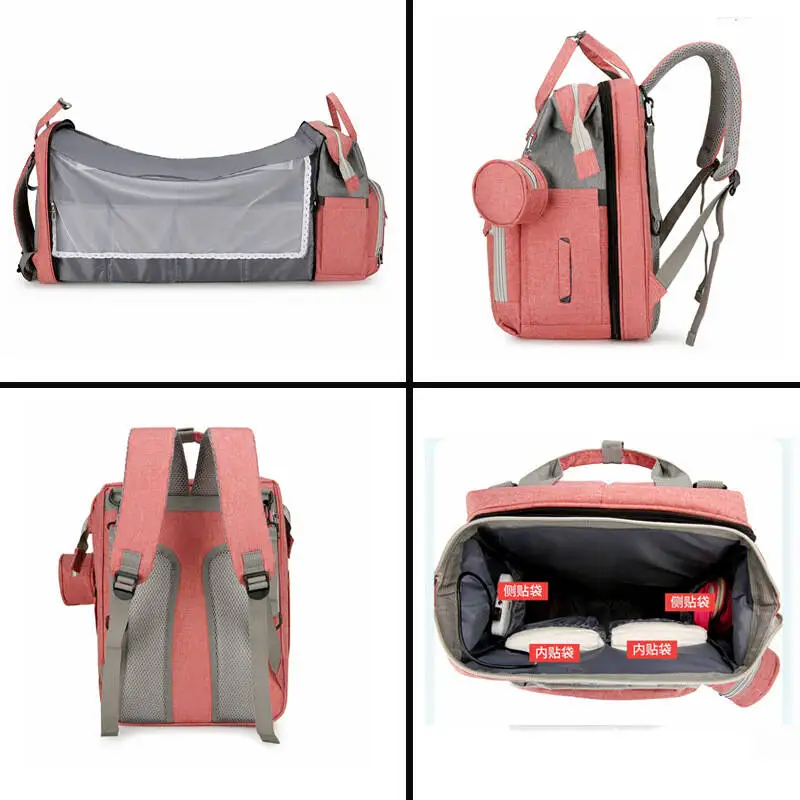 Folding Mommy Bag Lightweight Portable Folding Crib Bed Large-capacity Baby Backpack Female Mommy Outting Bag Mummy Bag