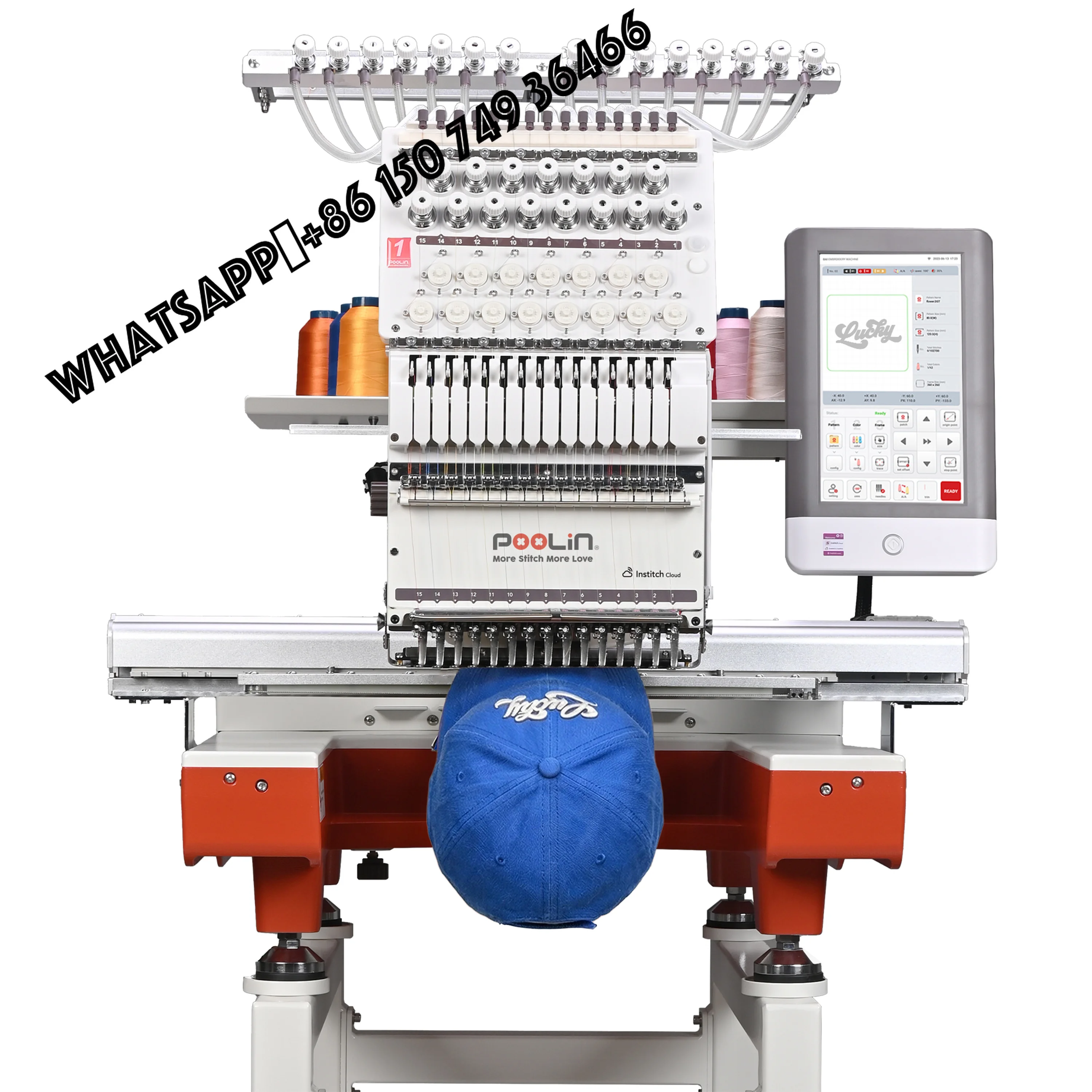 PooLin EOX Multi Needles Embroidery Machine 350*500mm 1200SPM Touch Screen USB & WiFi for Beginner For BAI